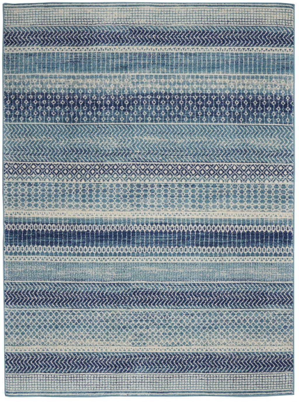 2’ X 3’ Navy Blue Ornate Stripes Scatter Rug