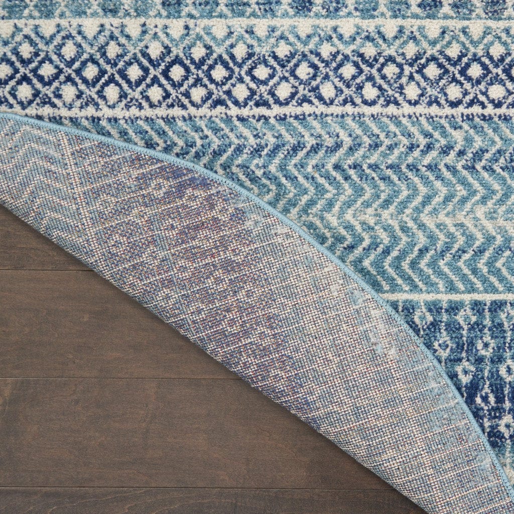 2’ X 3’ Navy Blue Ornate Stripes Scatter Rug