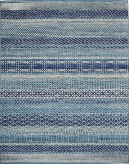 2’ X 3’ Navy Blue Ornate Stripes Scatter Rug