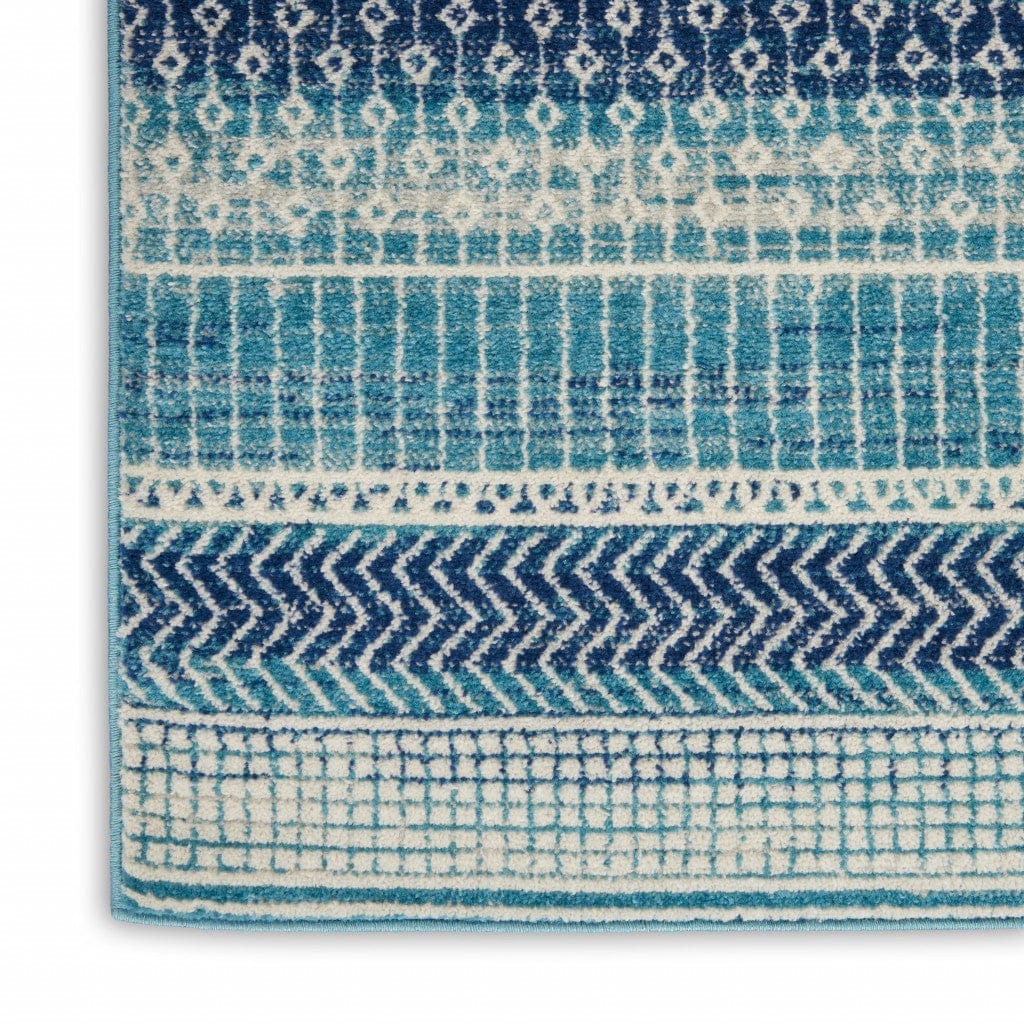 2’ X 3’ Navy Blue Ornate Stripes Scatter Rug