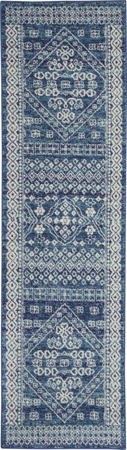 2’ X 3’ Navy Blue And Ivory Persian Motifs Scatter Rug