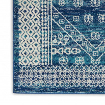 2’ X 3’ Navy Blue And Ivory Persian Motifs Scatter Rug