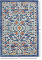 2’ X 3’ Blue White Multi Medallion Medallion Scatter Rug