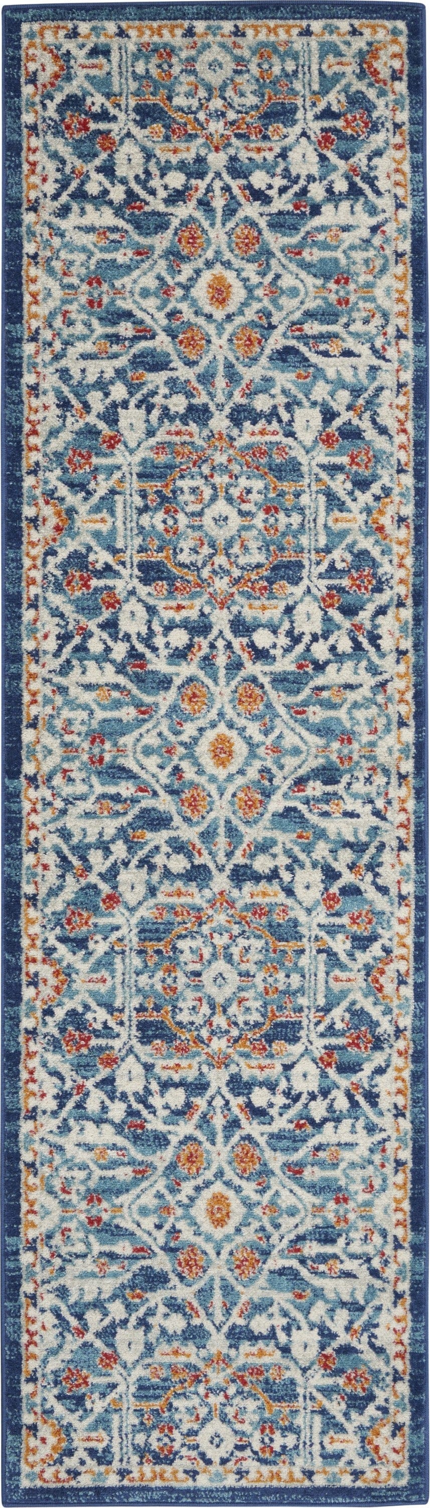 2’ X 3’ Blue White Multi Medallion Medallion Scatter Rug