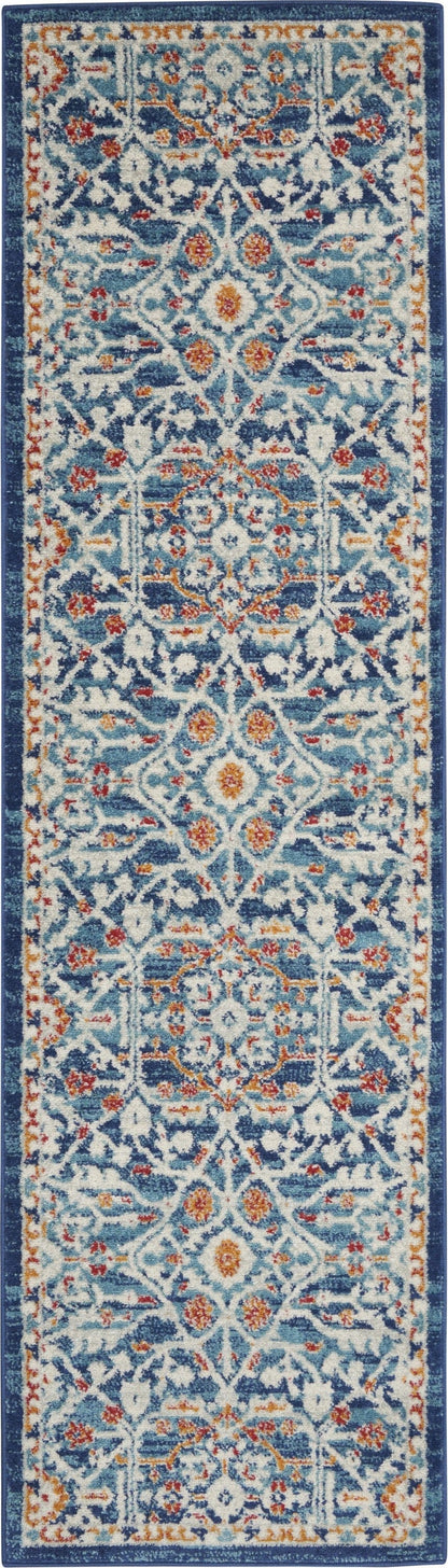 2’ X 3’ Blue White Multi Medallion Medallion Scatter Rug