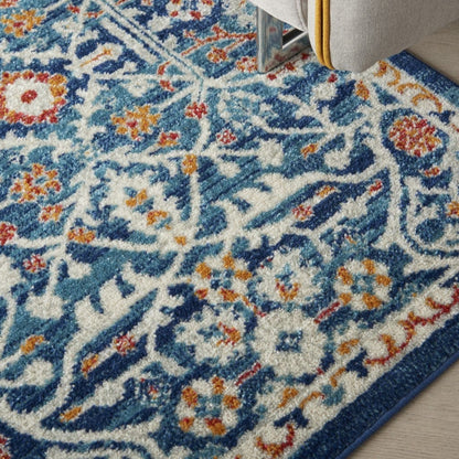 2’ X 3’ Blue White Multi Medallion Medallion Scatter Rug