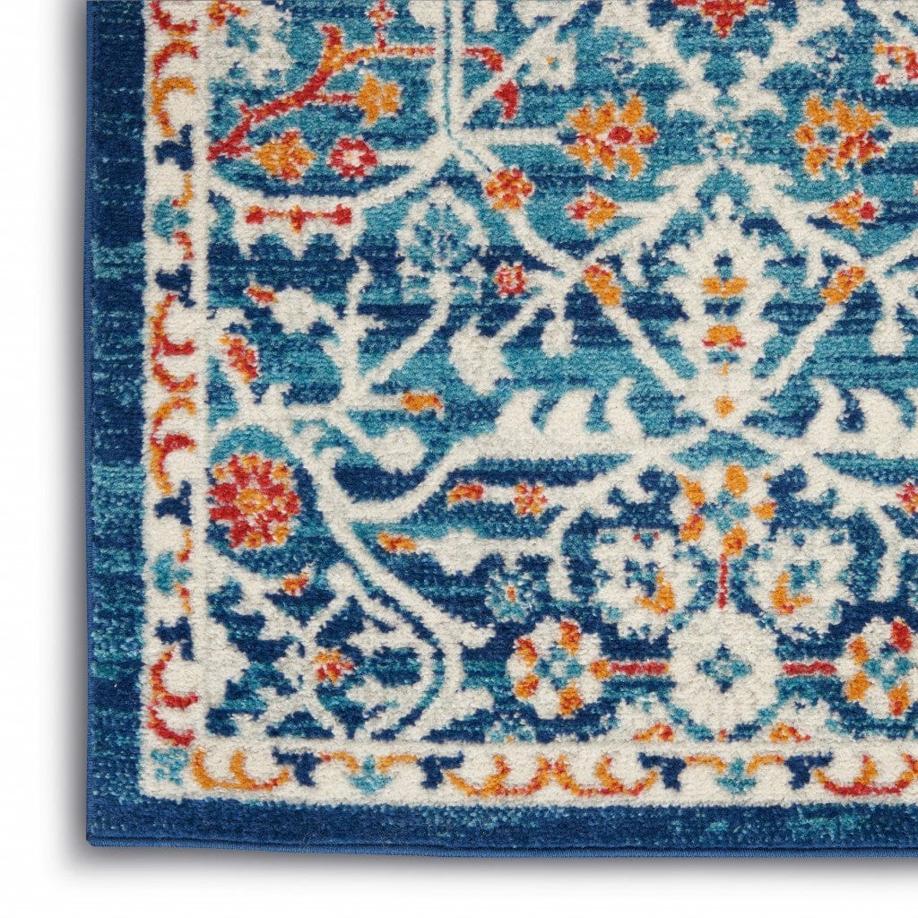 2’ X 3’ Blue White Multi Medallion Medallion Scatter Rug