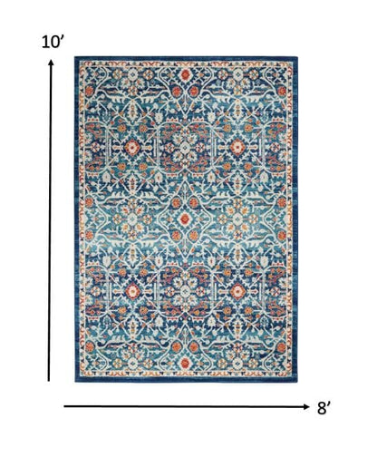 2’ X 3’ Blue White Multi Medallion Medallion Scatter Rug