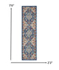 2’ X 8’ Blue And Ivory Medallion Runner Rug