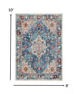 2’ X 8’ Ivory And Blue Floral Motifs Runner Rug