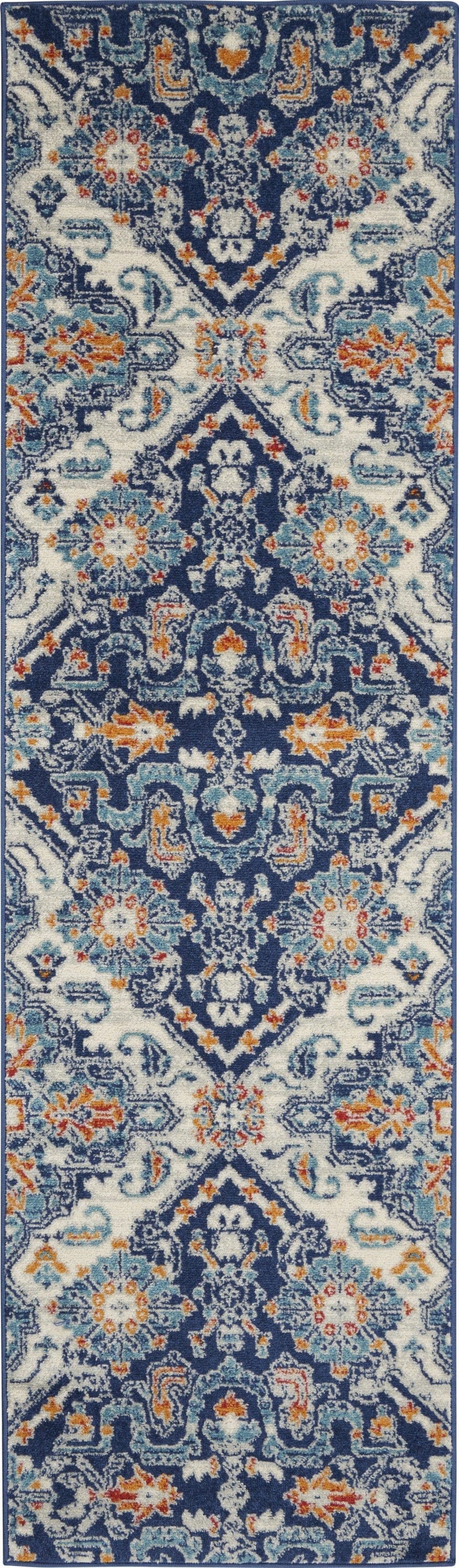 2’ X 3’ Blue And Ivory Persian Patterns Scatter Rug