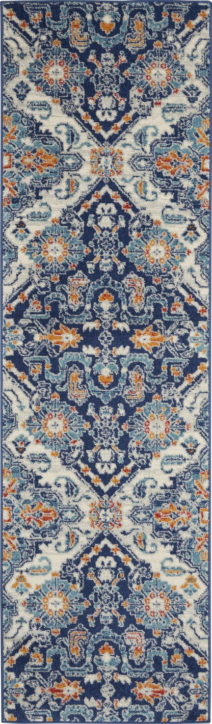 2’ X 3’ Blue And Ivory Persian Patterns Scatter Rug