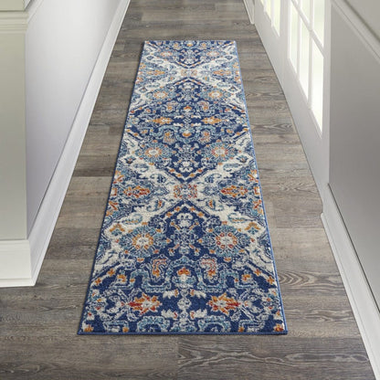 2’ X 3’ Blue And Ivory Persian Patterns Scatter Rug