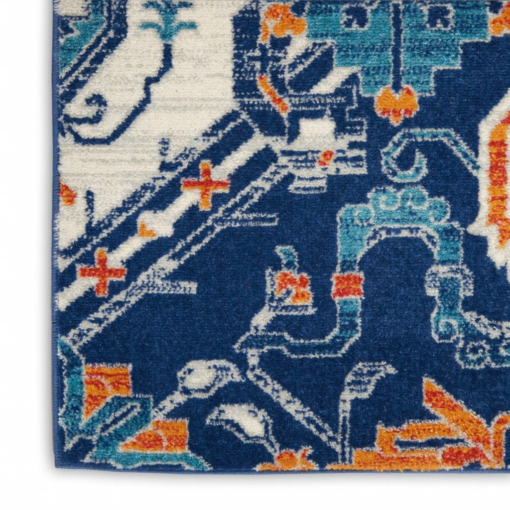 2’ X 3’ Blue And Ivory Persian Patterns Scatter Rug