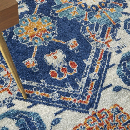 4’ X 6’ Blue And Ivory Persian Patterns Area Rug