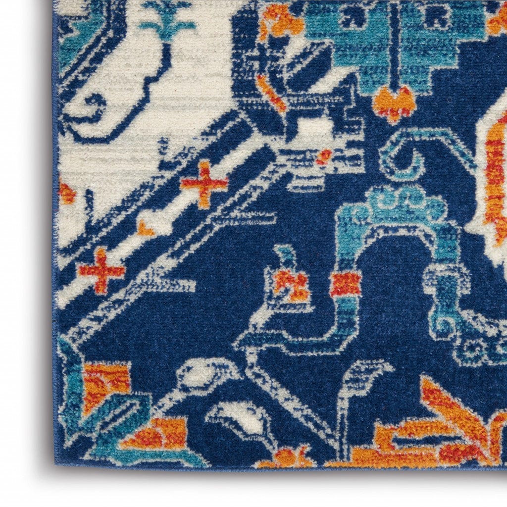 4’ X 6’ Blue And Ivory Persian Patterns Area Rug