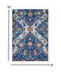 4’ X 6’ Blue And Ivory Persian Patterns Area Rug