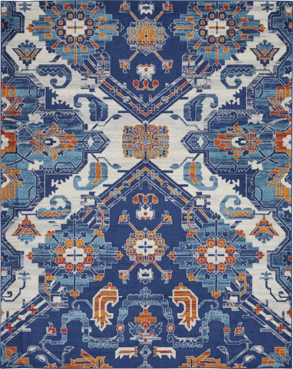 4’ X 6’ Blue And Ivory Persian Patterns Area Rug