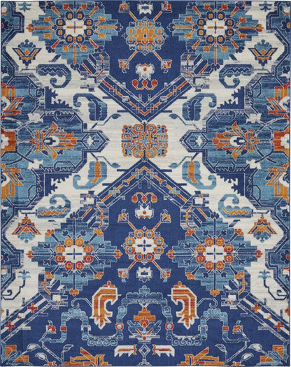 4’ X 6’ Blue And Ivory Persian Patterns Area Rug