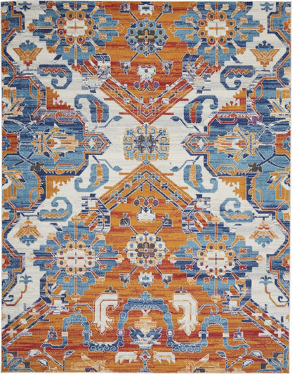 5’ X 7’ Ivory And Gold Floral Motif Area Rug