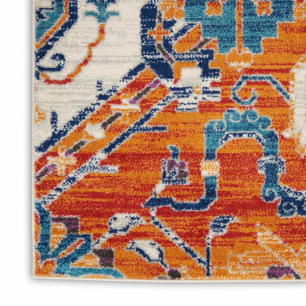 5’ X 7’ Ivory And Gold Floral Motif Area Rug