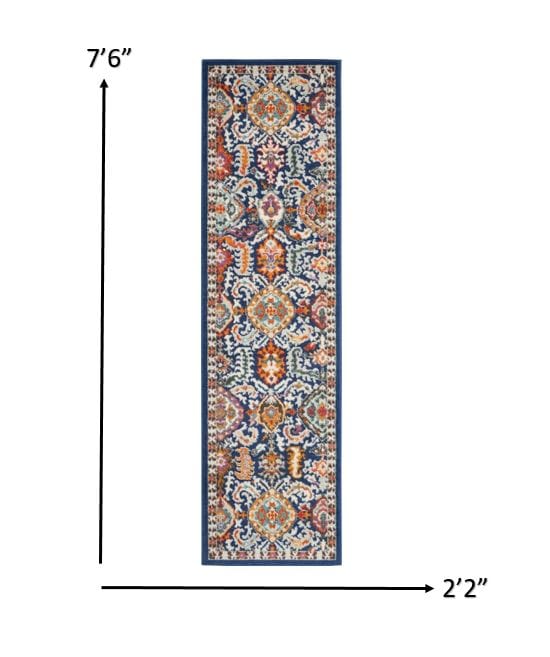 2’ X 3’ Blue And Gold Intricate Scatter Rug