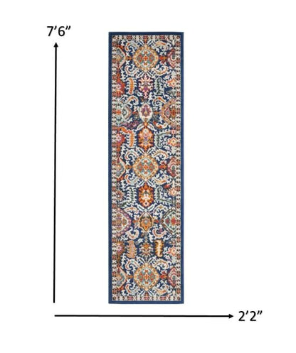 2’ X 3’ Blue And Gold Intricate Scatter Rug