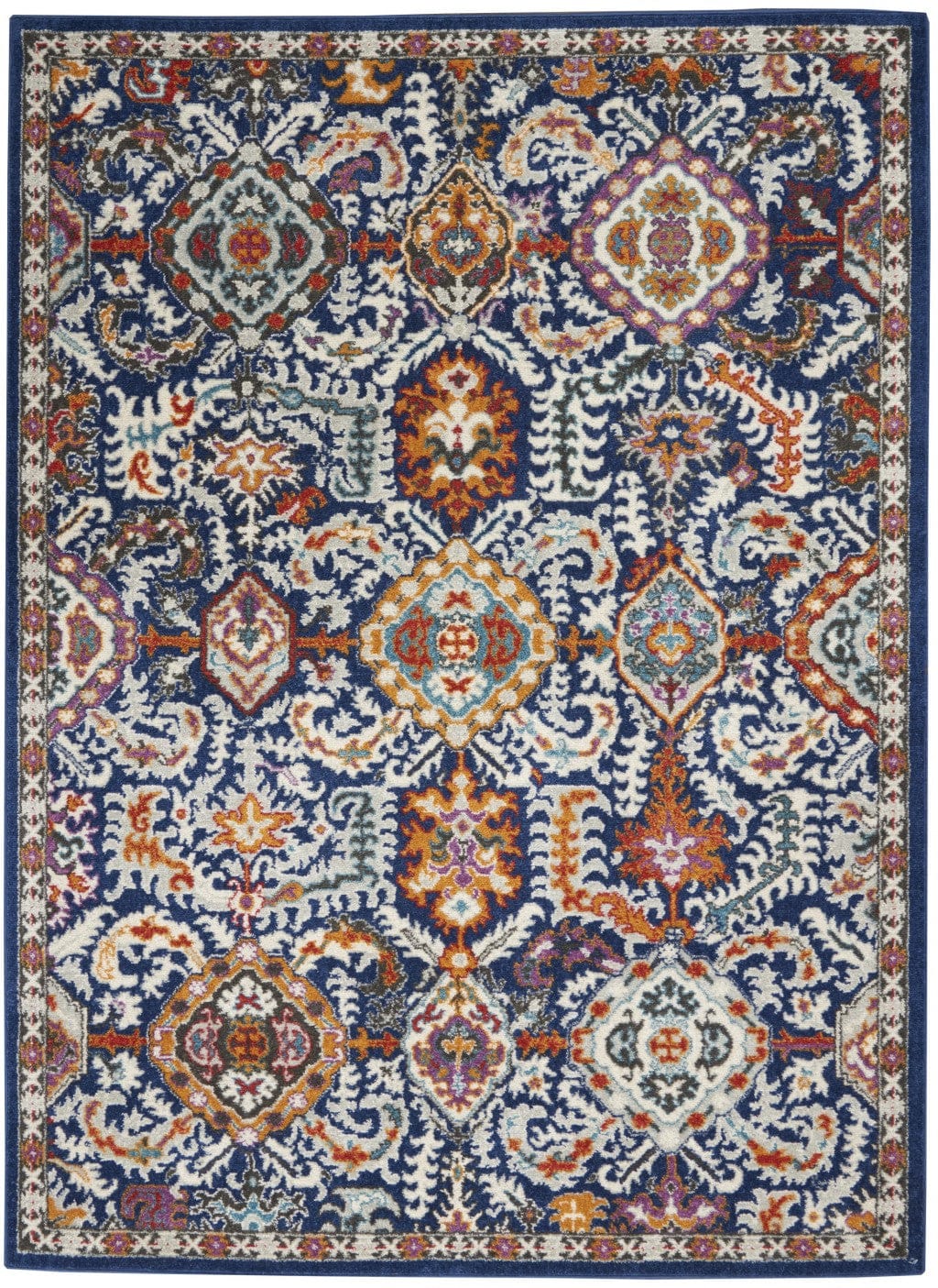 2’ X 3’ Blue And Gold Intricate Scatter Rug
