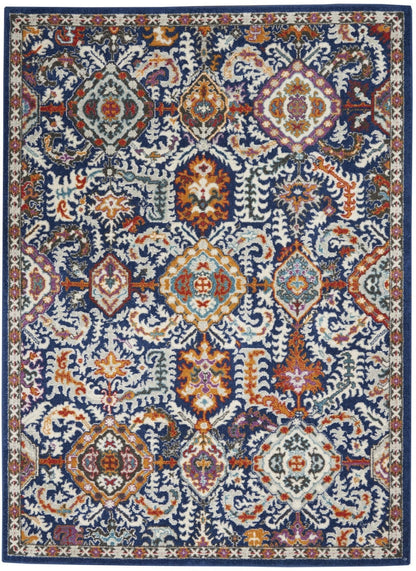 2’ X 3’ Blue And Gold Intricate Scatter Rug
