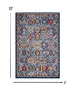 2’ X 3’ Blue And Gold Intricate Scatter Rug