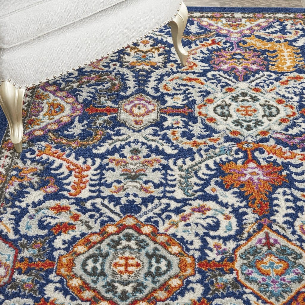 2’ X 3’ Blue And Gold Intricate Scatter Rug