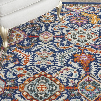 2’ X 3’ Blue And Gold Intricate Scatter Rug