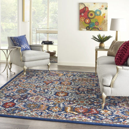 2’ X 3’ Blue And Gold Intricate Scatter Rug