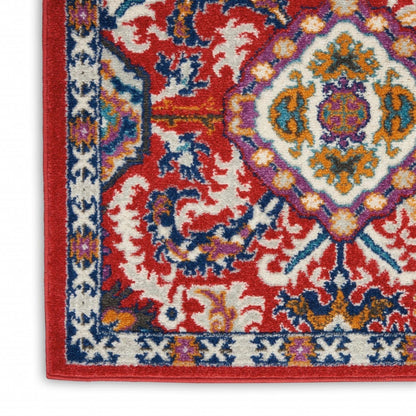 2’ X 3’ Red And Multicolor Decorative Scatter Rug