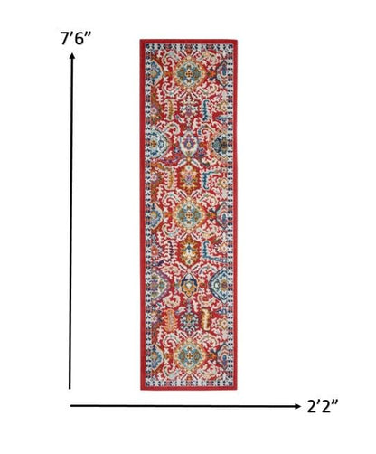 2’ X 3’ Red And Multicolor Decorative Scatter Rug