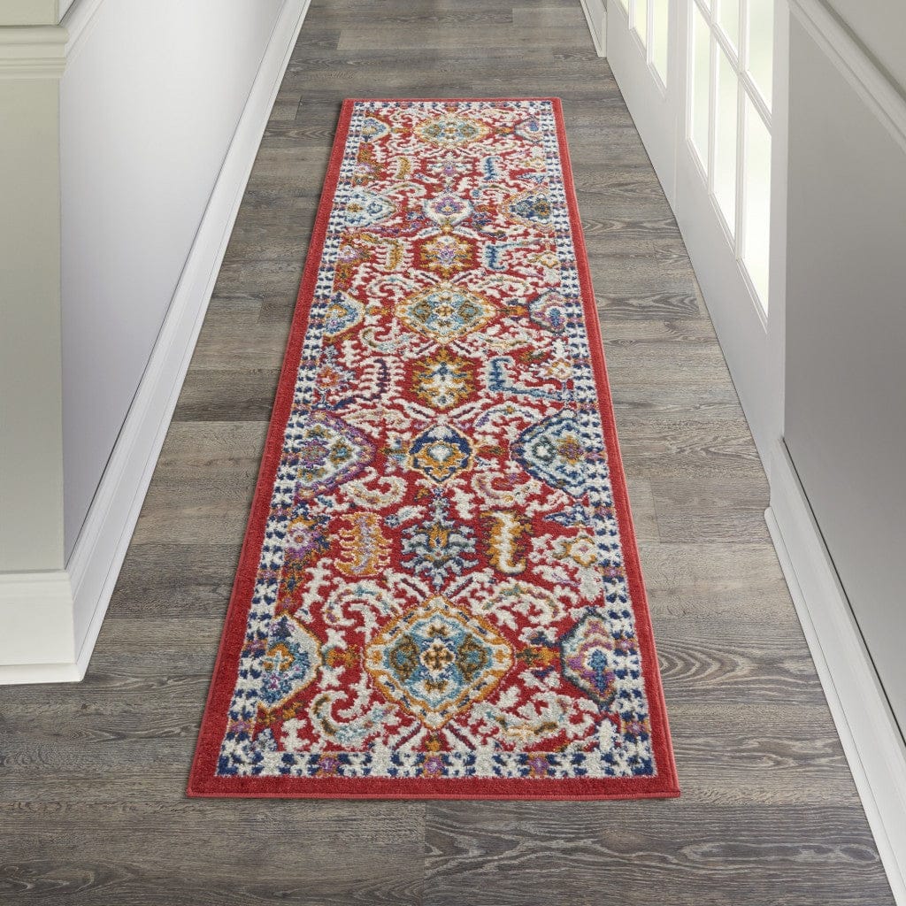 2’ X 3’ Red And Multicolor Decorative Scatter Rug
