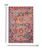 4’ X 6’ Red And Multicolor Decorative Area Rug
