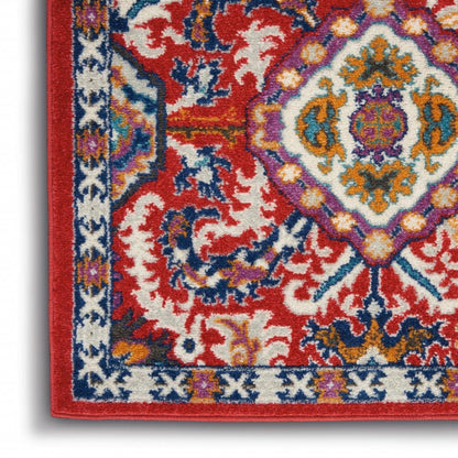 2’ X 3’ Red And Multicolor Decorative Scatter Rug