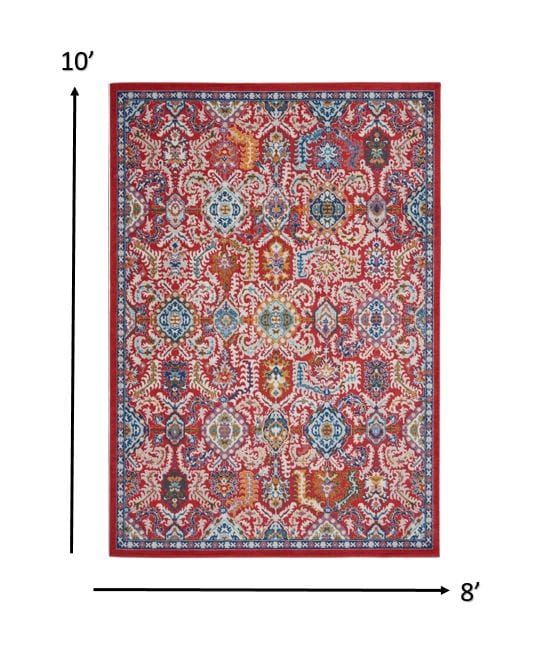 2’ X 3’ Red And Multicolor Decorative Scatter Rug