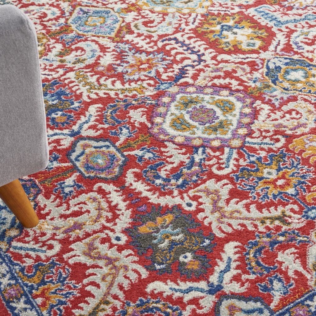 2’ X 3’ Red And Multicolor Decorative Scatter Rug