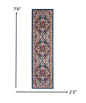 2’ X 8’ Blue And Ruby Medallion Runner Rug