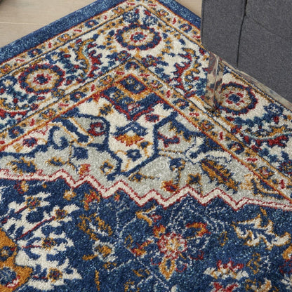4’ X 6’ Blue And Ruby Medallion Area Rug