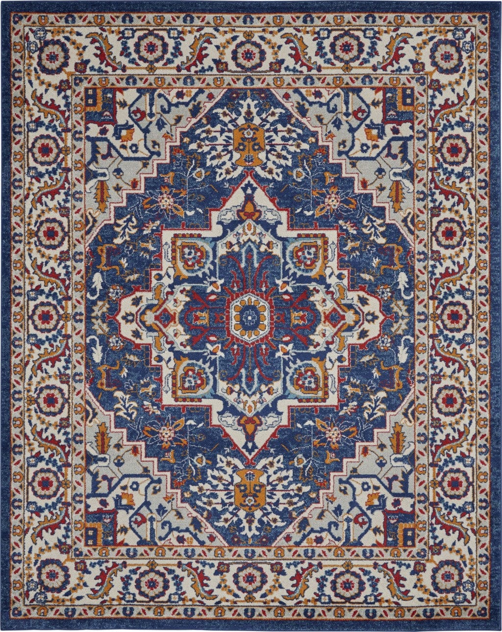 4’ X 6’ Blue And Ruby Medallion Area Rug