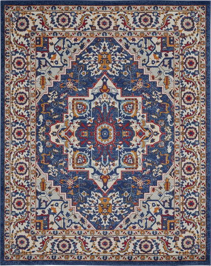 4’ X 6’ Blue And Ruby Medallion Area Rug