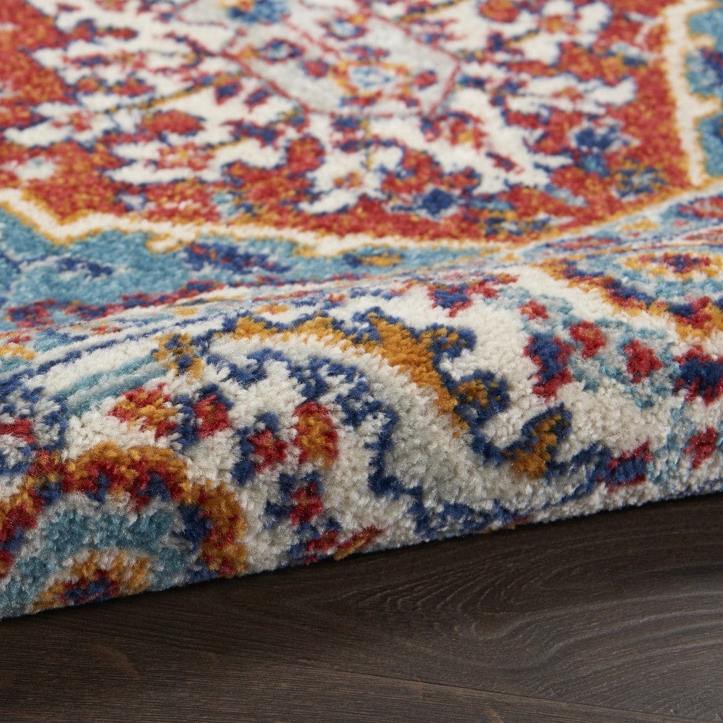 5’ X 7’ Red And Ivory Medallion Area Rug