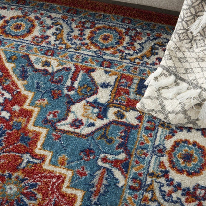 5’ X 7’ Red And Ivory Medallion Area Rug