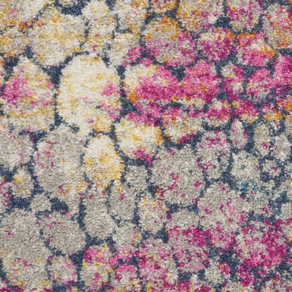 4’ Round Yellow And Pink Coral Reef Area Rug