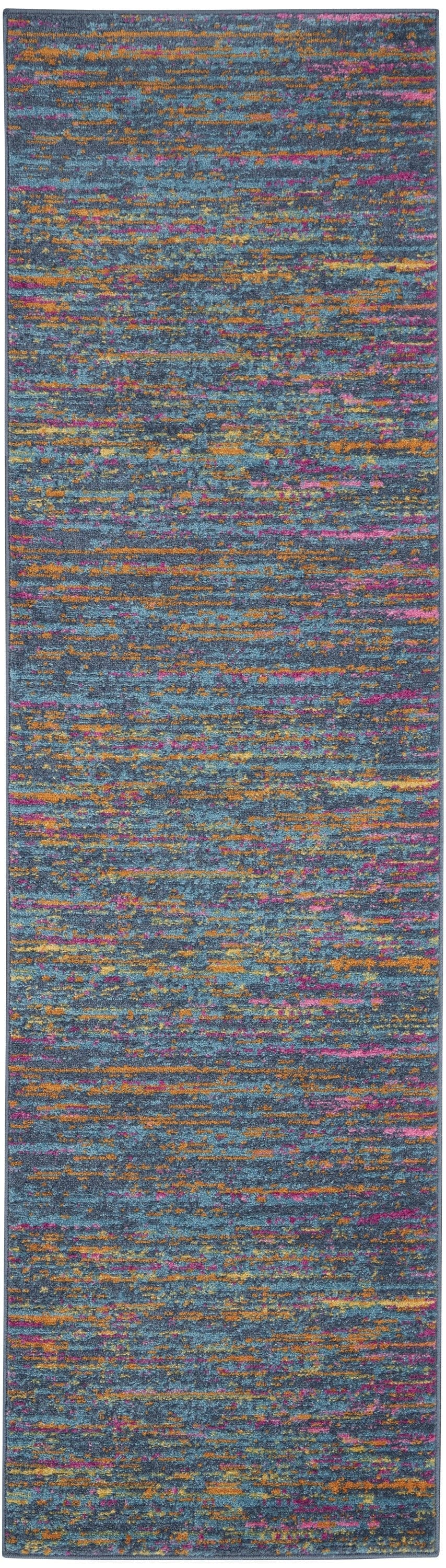 2’ X 6’ Blue Distressed Striations Runner Rug