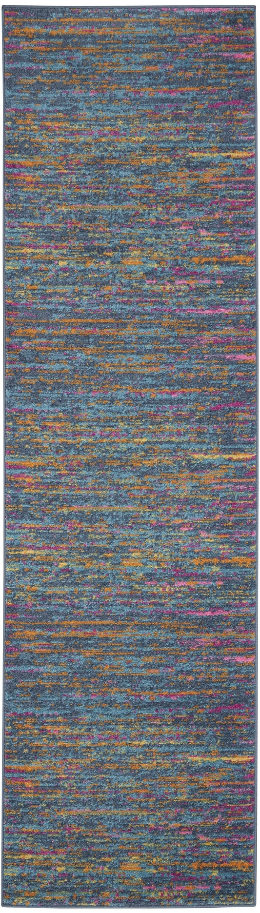 2’ X 6’ Blue Distressed Striations Runner Rug