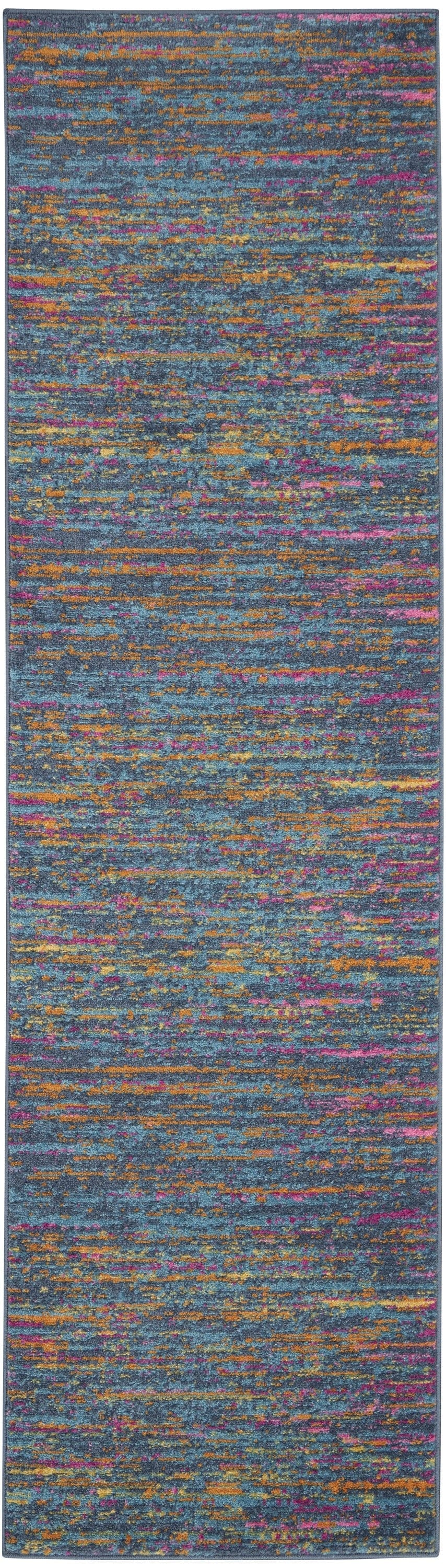 2’ X 6’ Blue Distressed Striations Runner Rug